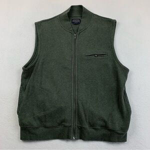 Pendleton Vest Mens XL Sleeveless Casual Full Zip Sweater Green Pockets Outdoor‎